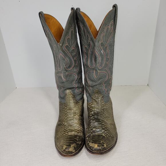 J Chisholm Boots Womens Sz 7.5M Gray Rodeo Western Python Snakeskin Leather Boot - Picture 15 of 16